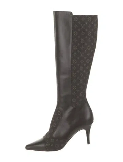 Pre-owned Louis Vuitton Leather Graphic Print Boots In Brown
