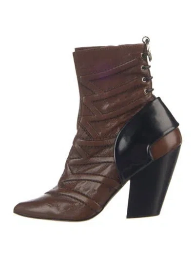 Pre-owned Louis Vuitton Leather Graphic Print Boots In Brown