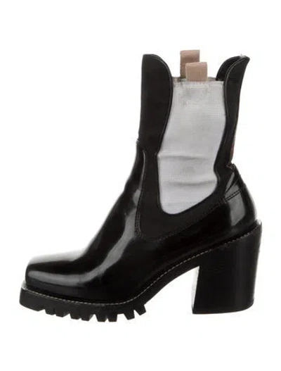 Pre-owned Louis Vuitton Leather Graphic Print Chelsea Boots In Black