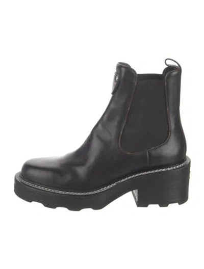 Pre-owned Louis Vuitton Leather Graphic Print Chelsea Boots In Black