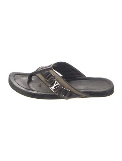 Pre-owned Louis Vuitton Leather Graphic Print Flip Flops In Blue