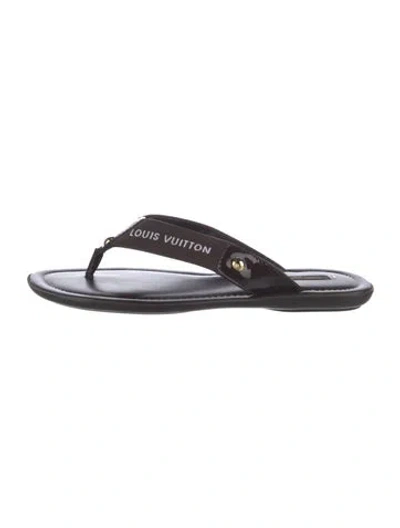 Pre-owned Louis Vuitton Leather Graphic Print Flip Flops In Brown