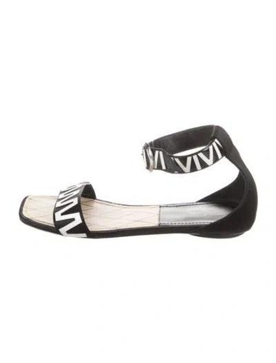 Pre-owned Louis Vuitton Leather Graphic Print Sandals In Black
