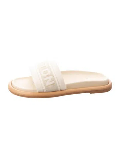 Pre-owned Louis Vuitton Leather Graphic Print Slides In Neutrals
