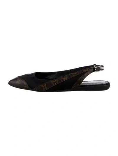 Pre-owned Louis Vuitton Leather Graphic Print Slingback Flats In Black
