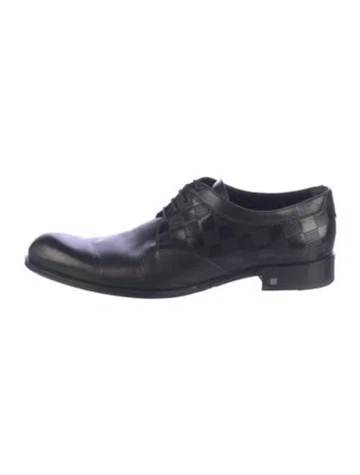 Pre-owned Louis Vuitton Leather Houndstooth Print Oxfords In Blue