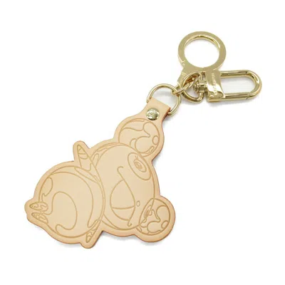 Pre-owned Louis Vuitton Leather Keyring () In Beige
