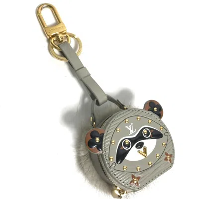 Pre-owned Louis Vuitton Leather Keyring () In Grey