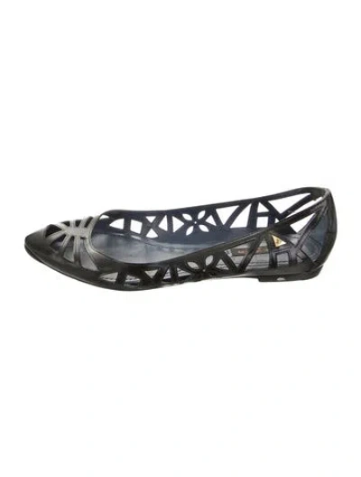 Pre-owned Louis Vuitton Leather Lace Pattern Ballet Flats In Black/blue