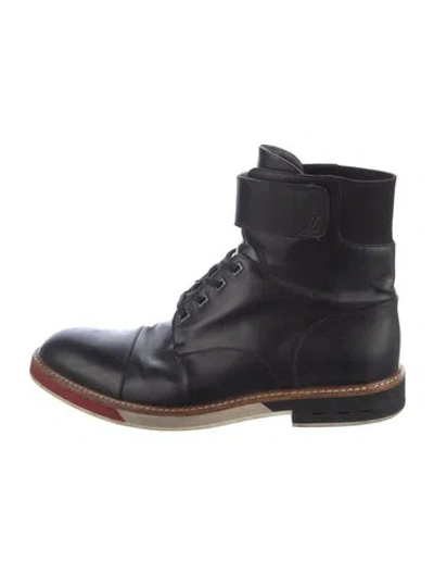 Pre-owned Louis Vuitton Leather Lace-up Boots In Black