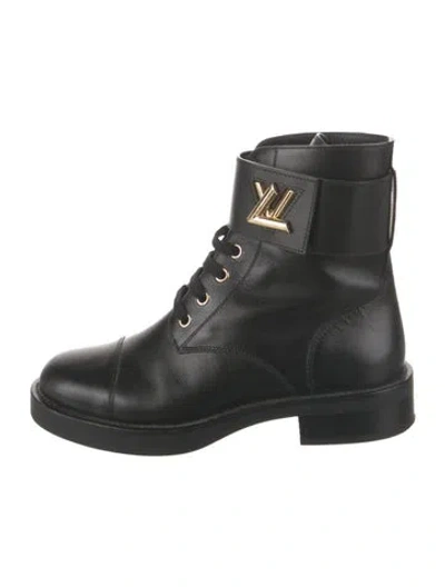 Pre-owned Louis Vuitton Leather Lace-up Boots In Black