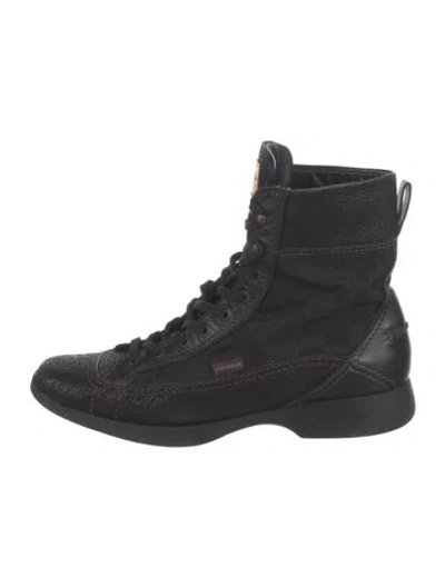 Pre-owned Louis Vuitton Leather Lace-up Boots In Black