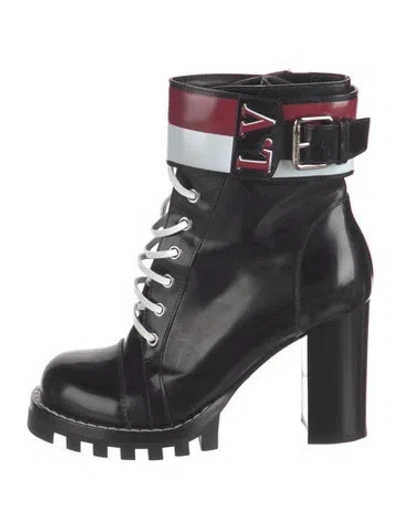 Pre-owned Louis Vuitton Leather Lace-up Boots In Black/red
