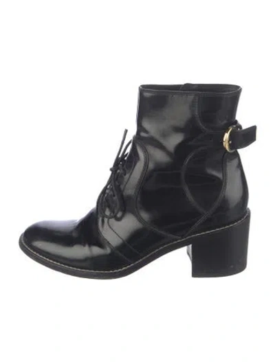 Pre-owned Louis Vuitton Leather Lace-up Boots In Blue