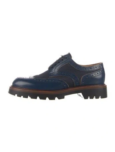 Pre-owned Louis Vuitton Leather Lasercut Accents Oxfords In Blue