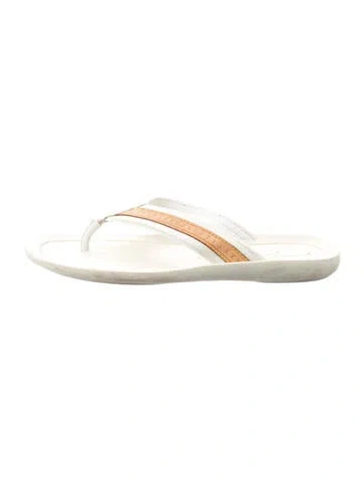 Pre-owned Louis Vuitton Leather Leather Trim Embellishment Flip Flops In Neutral