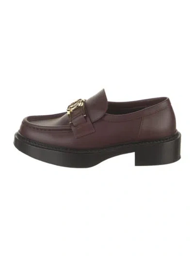 Pre-owned Louis Vuitton Leather Loafers In Burgundy