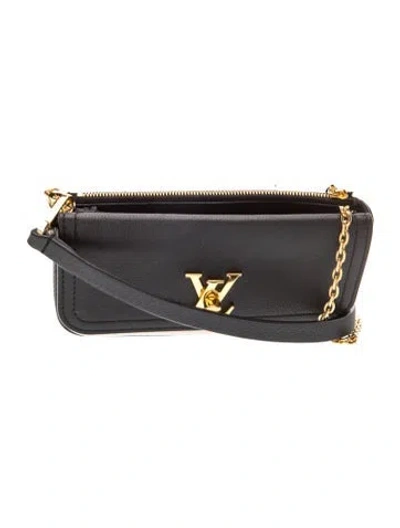 Pre-owned Louis Vuitton Leather Lockme Tender Pochette In Black