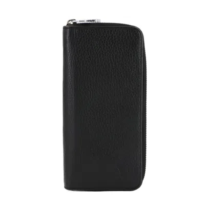 Pre-owned Louis Vuitton Leather Long Wallet (bi-fold) () In Black
