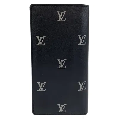 Pre-owned Louis Vuitton Leather Long Wallet (bi-fold) () In Black