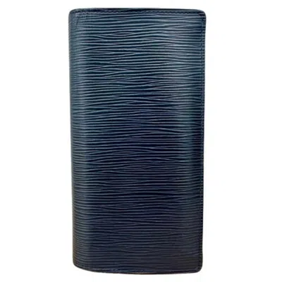 Pre-owned Louis Vuitton Leather Long Wallet (bi-fold) () In Blue