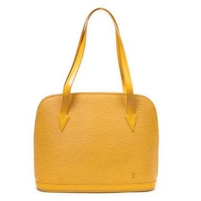 Pre-owned Louis Vuitton Leather Lussac Null In Yellow