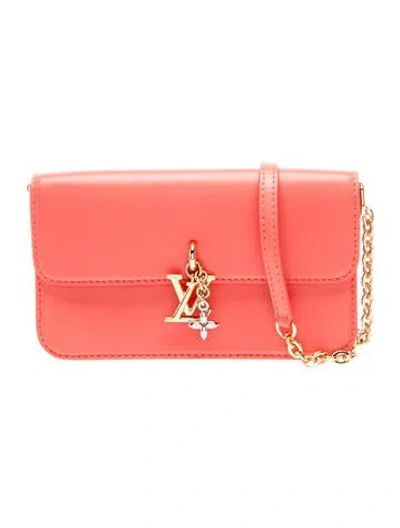 Pre-owned Louis Vuitton Leather Lv Bloom Wallet On Chain In Pink