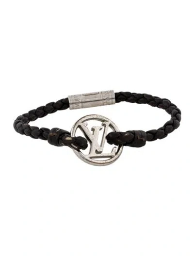 Pre-owned Louis Vuitton Leather Lv Braid Bracelet, 7.5" In Multi