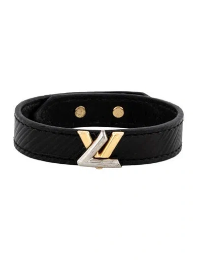 Pre-owned Louis Vuitton Leather Lv Twist Bracelet In Black