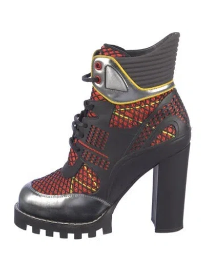 Pre-owned Louis Vuitton Leather Mesh Accents Boots In Multi