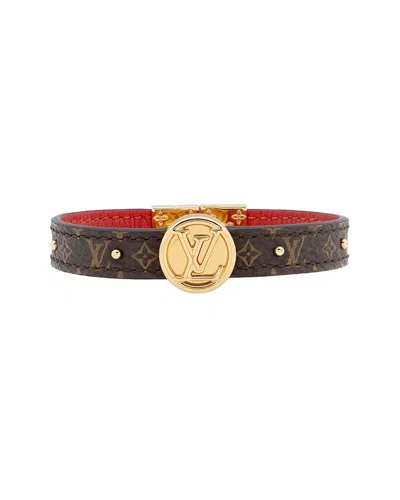 Pre-owned Louis Vuitton Leather Mini Monogram Canvas Lv Circle Reversible Bracelet  (authentic Pre-loved)