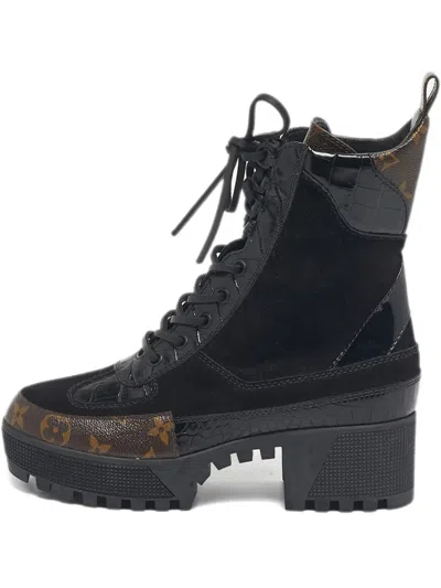 Pre-owned Louis Vuitton Leather Monogram Ankle Boots In Black