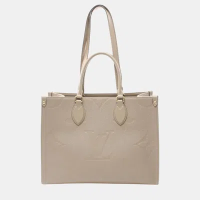 Pre-owned Louis Vuitton Leather Monogram Empreinte Beige On The Go Mm Tote Bag