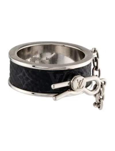 Pre-owned Louis Vuitton Leather Monogram Lock Pin Band Ring In Multi