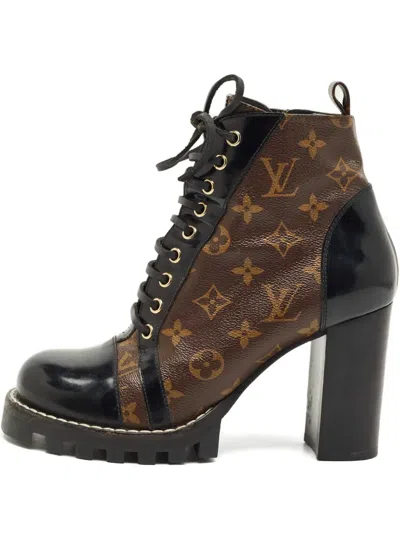 Pre-owned Louis Vuitton Leather Monogram Star Trail Boots In Brown
