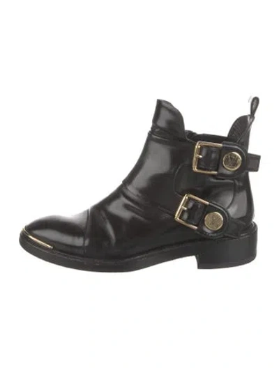 Pre-owned Louis Vuitton Leather Moto Boots In Black
