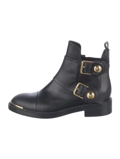 Pre-owned Louis Vuitton Leather Moto Boots In Black