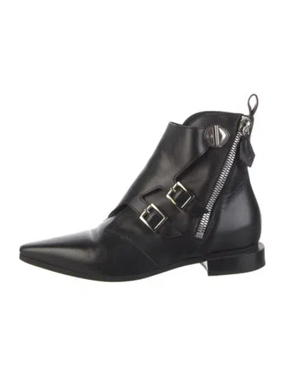 Pre-owned Louis Vuitton Leather Moto Boots In Black
