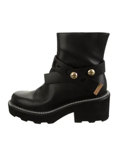 Pre-owned Louis Vuitton Leather Moto Boots In Black