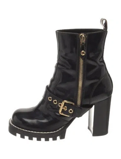 Pre-owned Louis Vuitton Leather Moto Boots In Black