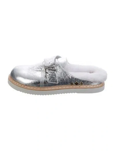 Pre-owned Louis Vuitton Leather Mules In Neutrals/silver