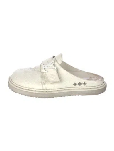 Pre-owned Louis Vuitton Leather Mules In White