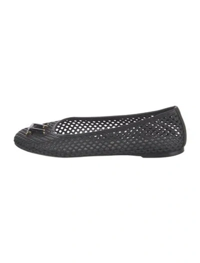 Pre-owned Louis Vuitton Leather Patterned Ballet Flats In Black