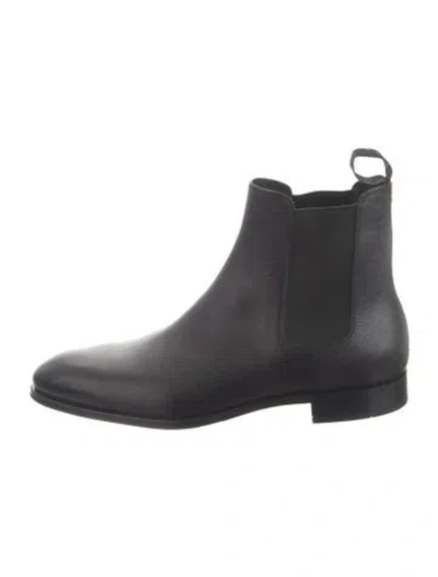 Pre-owned Louis Vuitton Leather Patterned Chelsea Boots In Black