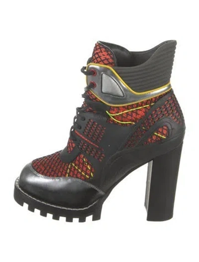Pre-owned Louis Vuitton Leather Patterned Combat Boots In Black