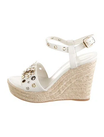 Pre-owned Louis Vuitton Leather Patterned Espadrilles In White