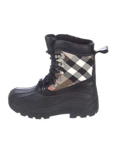 Pre-owned Louis Vuitton Leather Plaid Print Lace-up Boots In Blue