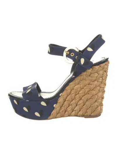Pre-owned Louis Vuitton Leather Polka Dot Print Espadrilles In Blue