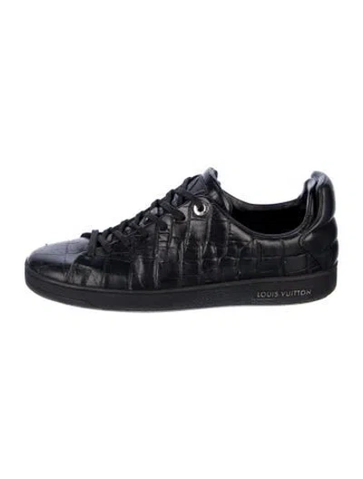 Pre-owned Louis Vuitton Leather Printed Sneakers In Black