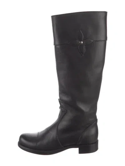 Pre-owned Louis Vuitton Leather Riding Boots In Black